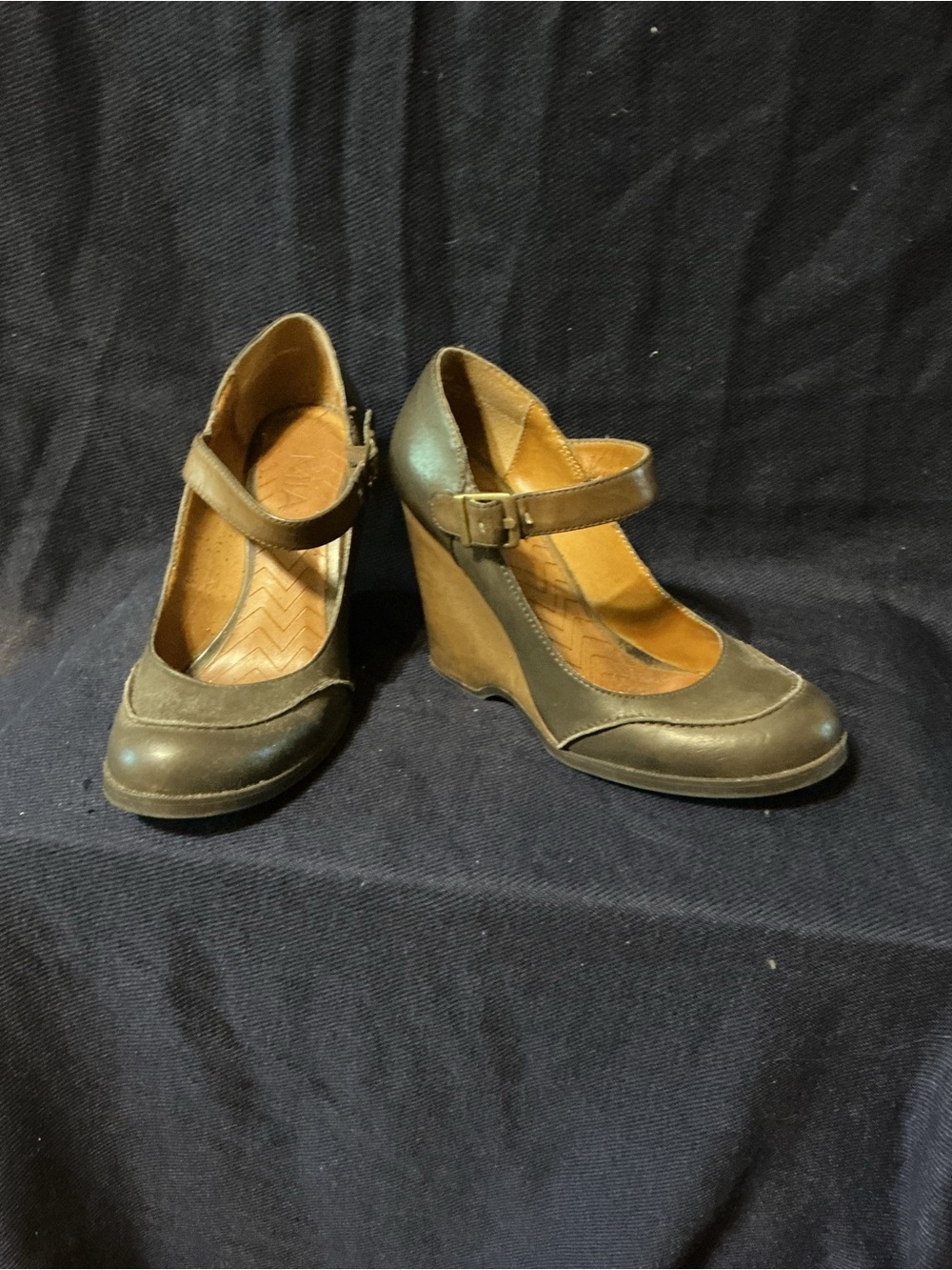 Mary Jane Wedge Pumps in Brown - (MIA)